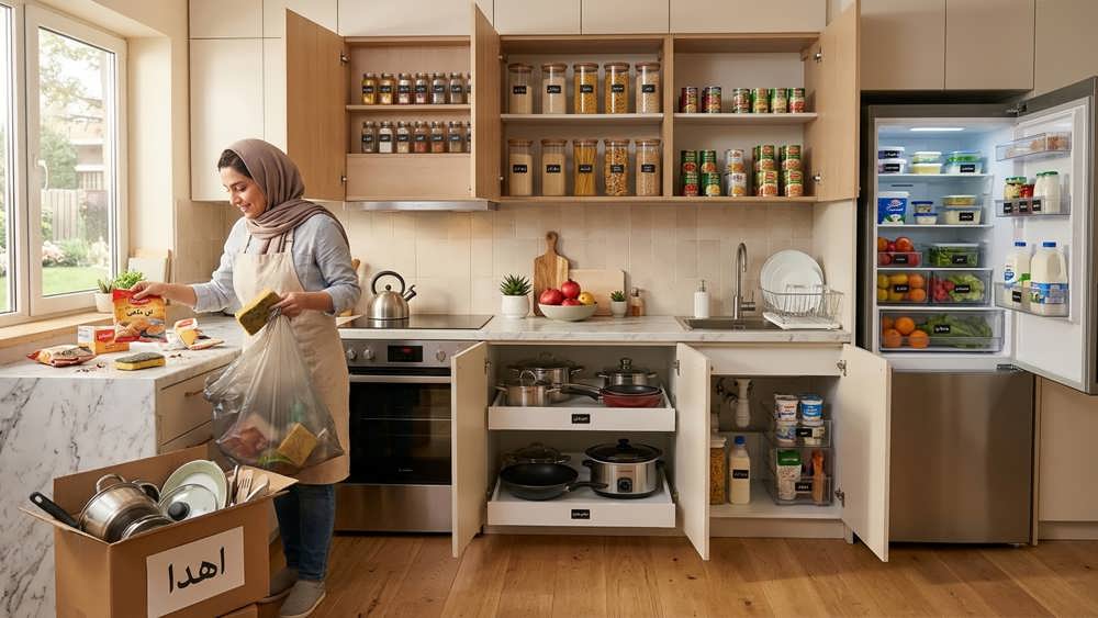 راهنمای ۱۰ راهکار عملی برای نظم دهی آشپزخانه: پاکسازی وسایل اضافه، چیدمان اصولی کابینت ها و ایجاد مناطق کاربردی پخت وپز و شستشو