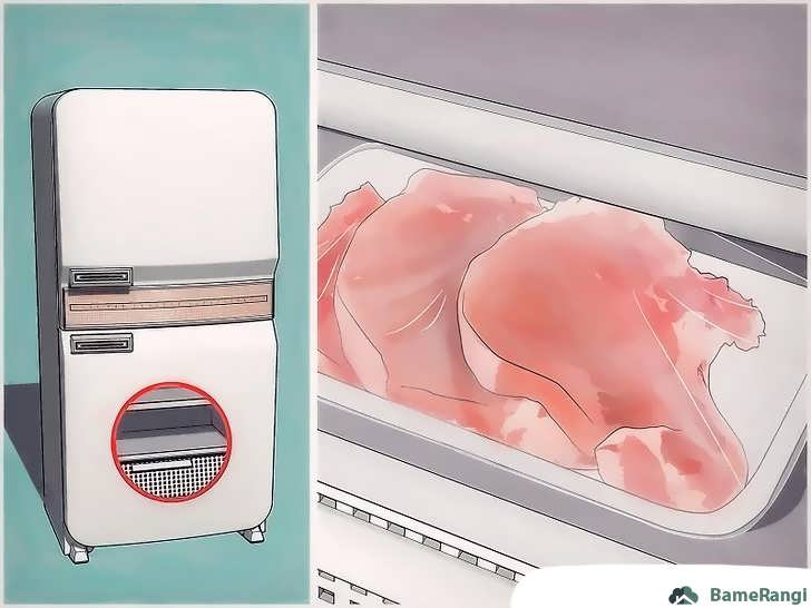 نگهداری گوشت خام در طبقه پایینی یخچال